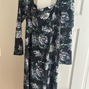 Abercrombie & Fitch Black Floral Long Sleeve Dress